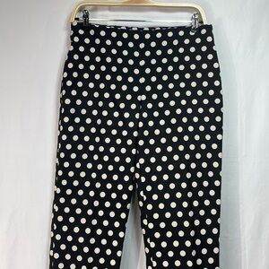 🧳 RSVP by Talbots black dress pants with large creamy white polka dots side zip